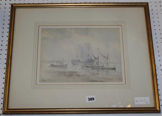 Philip Counard (1875-1958), watercolour, Vessel at anchor, signed                   £120 - 160